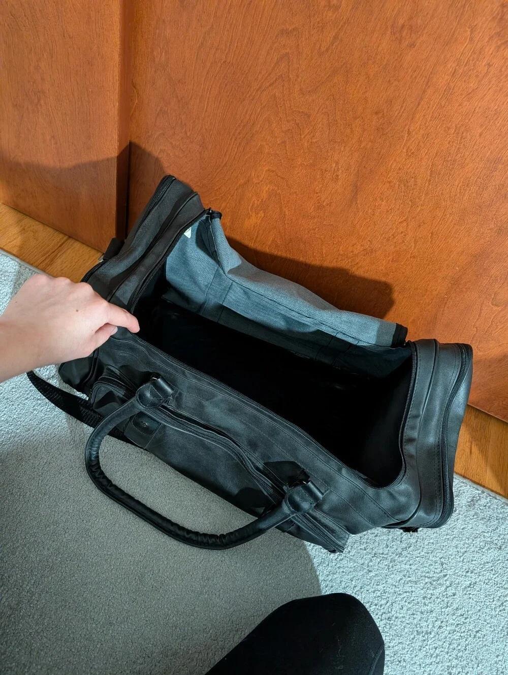 Faux Leather Duffel Bag